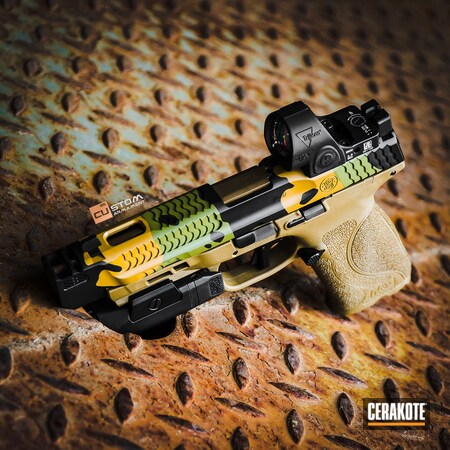Powder Coating: Graphite Black H-146,Smith & Wesson,S.H.O.T,Pistol,NOVESKE TIGER EYE BROWN  H-187,Noveske Bazooka Green H-189