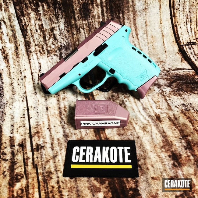 Cerakoted Sccy Cpx-2 Handgun With Cerakote H-311 Pink Champaign