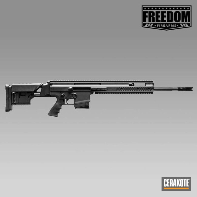 Cerakoted Fn Scar Rifle With A Cerakote Graphite Black And Clear Finish