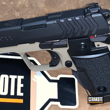 Cerakoted Springfield 911 Handgun With Cerakote Armor Black And Coyote Tan