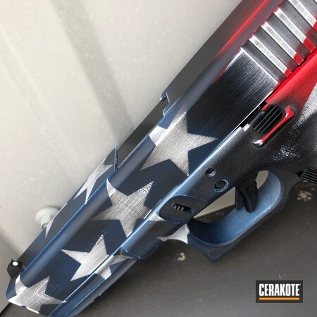 Powder Coating: KEL-TEC® NAVY BLUE H-127,Bright White H-140,Graphite Black H-146,Glock,Gun Coatings,S.H.O.T,Pistol,USMC Red H-167,American Flag,Glock 17,Distressed American Flag