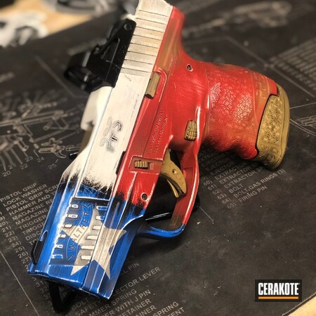 Powder Coating: Texas Flag,S.H.O.T,Gold H-122,FIREHOUSE RED H-216,Walther PPS,Graphite Black H-146,Gun Coatings,Snow White H-136,NRA Blue H-171,Texas Cerakote,Pistol,Walther,Battleworn