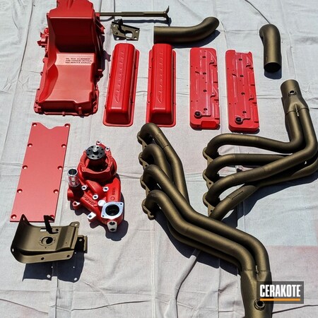 Powder Coating: Engine Parts,Automotive,STOPLIGHT RED C-143,Chevrolet,Chevy,More Than Guns