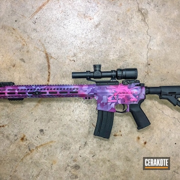 Cerakoted Sons Of Liberty Rifle With Pink And Purple Multicam Finish