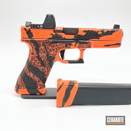 Powder Coating: Hunter Orange H-128,RMR Optic,Glock,Tiger Stripes,Gun Coatings,S.H.O.T,Pistol,Rival Arms,Glock 17,Gen II Graphite Black HIR-146,Zev Glock,Cross Armory