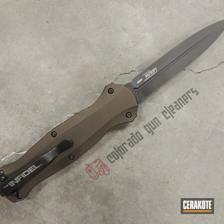 Powder Coating: Midnight Bronze H-294,OTF Knife,S.H.O.T,Knife,American Flag,Benchmade,Tungsten H-237,More Than Guns