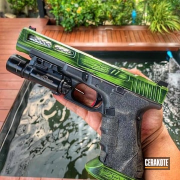 Cerakoted Zev Glock With A Distressed Zombie Green Finish