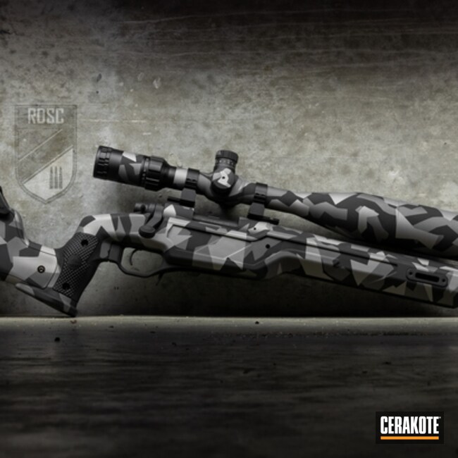 Cerakoted Remington 700 Bolt Action Rifle With A Cerakote Splinter Camo Finish