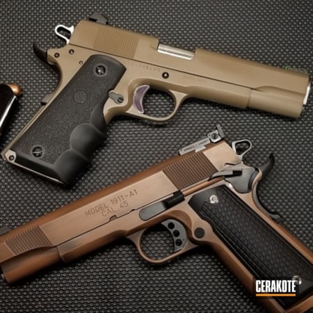 Powder Coating: .45 ACP,Gun Coatings,1911,Tactical,S.H.O.T,Copper Brown H-149,Armor Black H-190,Flat Dark Earth H-265,Pistols