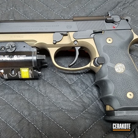 Powder Coating: Graphite Black H-146,Gun Coatings,Beretta 92 A1,S.H.O.T,Beretta 92 Pistol,Pistol,Beretta,Burnt Bronze H-148