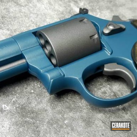 Powder Coating: Smith & Wesson,Gun Coatings,Two Tone,S.H.O.T,Blue Titanium H-185,Revolver,Tungsten H-237