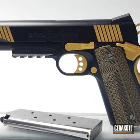 Powder Coating: Gun Coatings,Two Tone,1911,S.H.O.T,Pistol,Gold H-122,Midnight Blue H-238,Colt