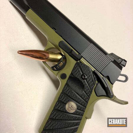 Powder Coating: Graphite Black H-146,Gun Coatings,Two Tone,1911,S.H.O.T,Pistol,Noveske Bazooka Green H-189,Custom