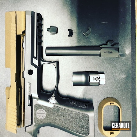 Powder Coating: Gun Coatings,Sig Sauer X5,BLACKOUT E-100,S.H.O.T,Sig Sauer,Pistol,Burnt Bronze H-148,Gun Parts