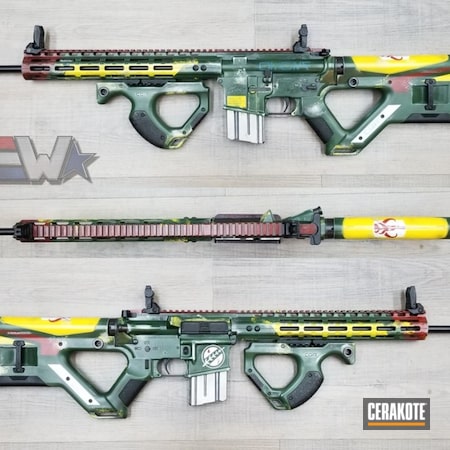 Powder Coating: Star Conflict,S.H.O.T,Highland Green H-200,Electric Yellow H-166,Boba Fett Theme,Bounty Hunter,FIREHOUSE RED H-216,Star Wars,Gun Coatings,Space Fight,Stormtrooper White H-297,Theme,Mandalorian,Tactical Rifle,Bullpup