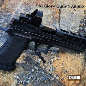 Cerakoted Sig Sauer X5 Handgun With A Thin Blue Line American Flag Finish