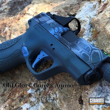 Powder Coating: Smith & Wesson M&P,Satin Aluminum H-151,Smith & Wesson,Smith & Wesson M&P Shield,M&P Shield,M&P Apex Trigger,S.H.O.T,Custom Machined,Carry Gun,Threaded Barreled,Conceal Carry,APEX,Gun Coatings,Red Dot,POLAR BLUE H-326,NORTHERN LIGHTS H-315,M&P Shield 9mm,Threaded Barrel,Kryptek