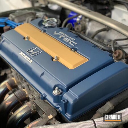 Powder Coating: KEL-TEC® NAVY BLUE H-127,Two Tone,Gold H-122,Automotive,More Than Guns,Honda,Engine Cover