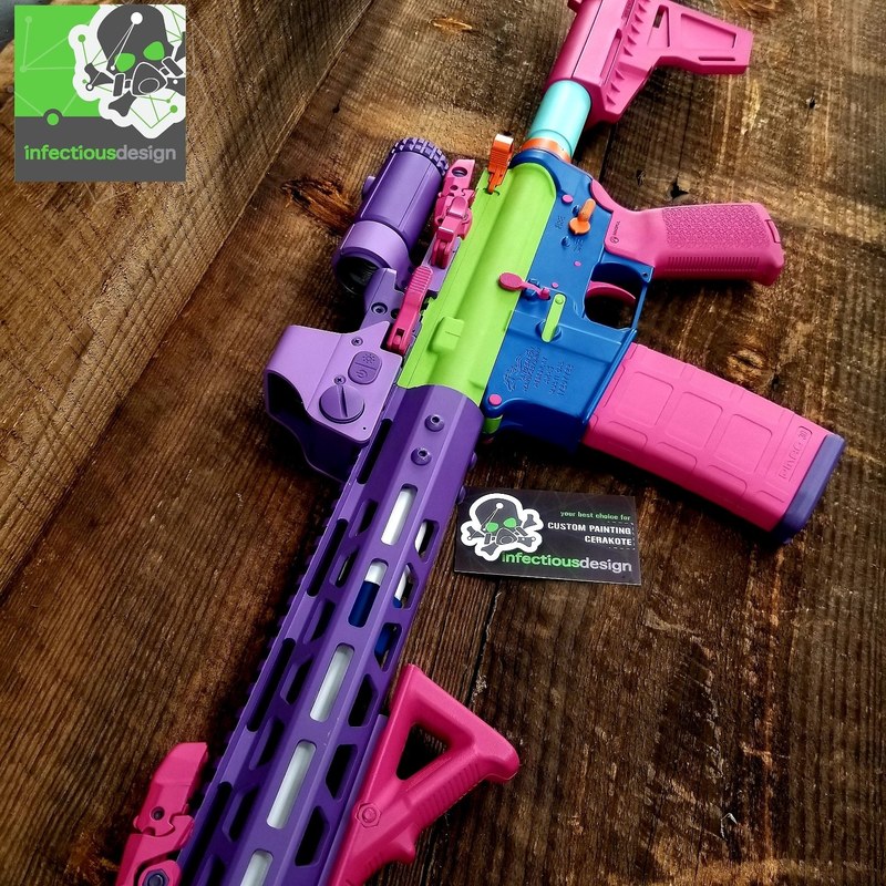 AR-15 with a Uniqorn (Multi Color) Cerakote Finish by MATT | Cerakote