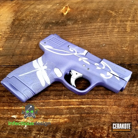 Powder Coating: Conceal Carry,Satin Aluminum H-151,Smith & Wesson,Smith & Wesson M&P Shield,Gun Coatings,CRUSHED ORCHID H-314,S.H.O.T,Handguns,Pistol,Custom Design,Gun Parts,Custom