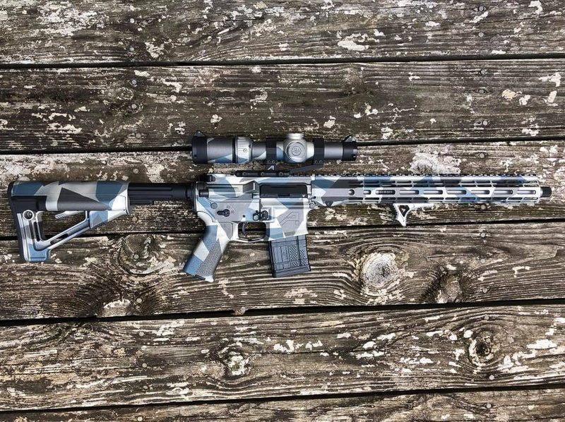 Cerakote Splinter Camo on this Aero Precision Rifle by Web User | Cerakote