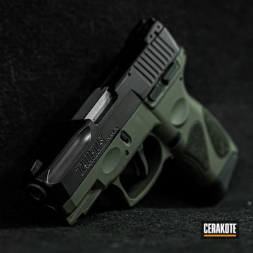 Cerakoted Two Toned Taurus Handgun In E-100 Blackout And H-236 O.d. Green