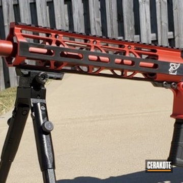 Cerakoted 16 Inch Ar-15 With A Two Tone Usmc Red And Elite Midnight Finish