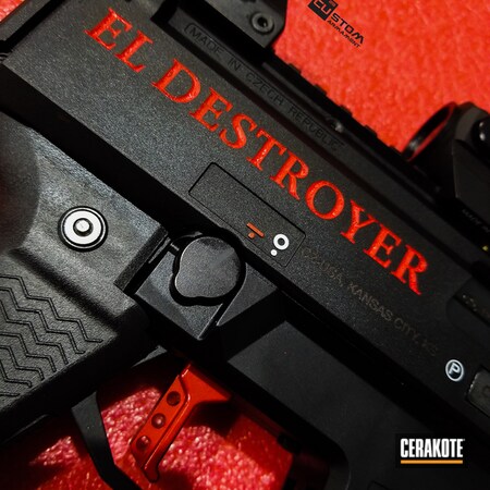 Powder Coating: Laser Engrave,Gun Coatings,S.H.O.T,CZ,Scorpion,Color Fill,STOPLIGHT RED C-143,Laser