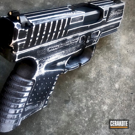 Powder Coating: Walther PPS,Graphite Black H-146,Distressed,Gun Coatings,S.H.O.T,Pistol,Walther,Stormtrooper White H-297