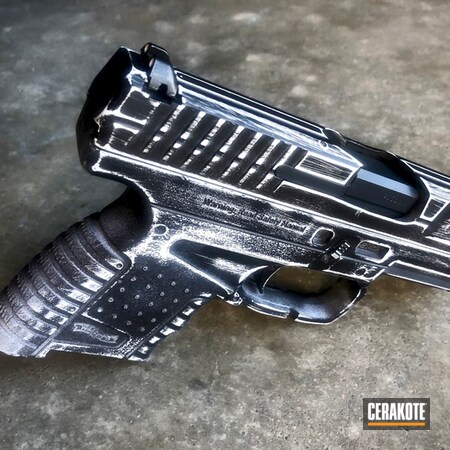Powder Coating: Walther PPS,Graphite Black H-146,Distressed,Gun Coatings,S.H.O.T,Pistol,Walther,Stormtrooper White H-297