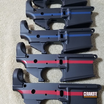 Cerakoted Thin Red And Blue Line Lower Receivers