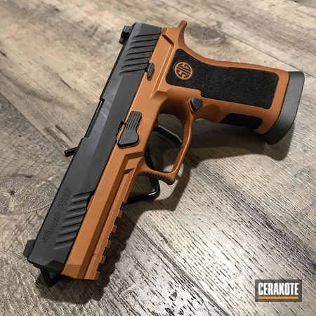 Powder Coating: COPPER SUEDE H-310,Gun Coatings,Two Tone,S.H.O.T,Sig Sauer,Pistol,Sig P320