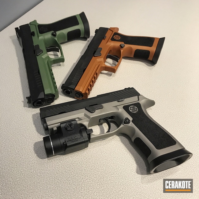 Cerakoted: S.H.O.T,Sig P320,COPPER SUEDE H-310,Two Tone,Pistol,Sig Sauer,Gun Coatings