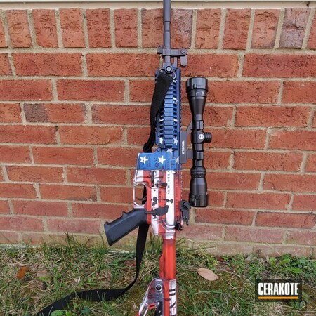 Powder Coating: Bright White H-140,Gun Coatings,NRA Blue H-171,S.H.O.T,USMC Red H-167,Tactical Rifle,American Flag,Distressed American Flag