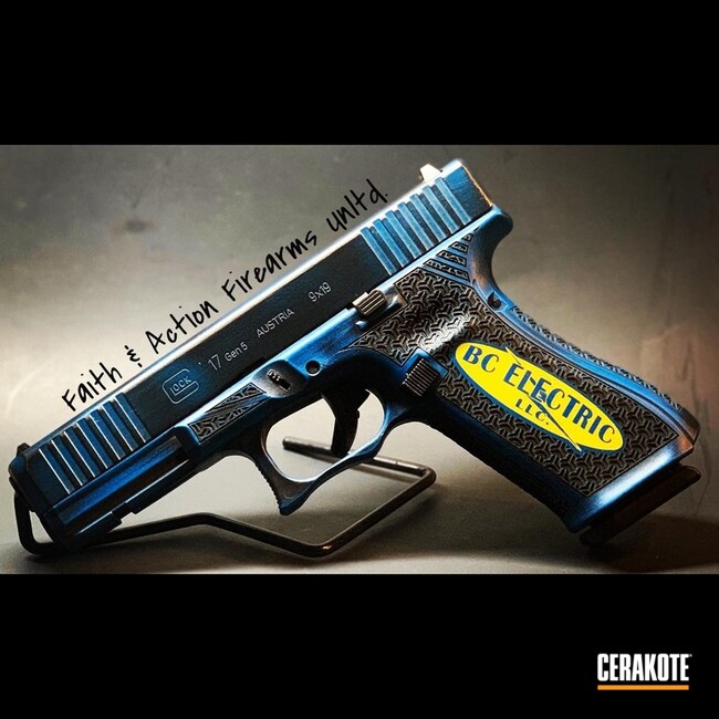 Cerakoted Glock 17 With Custom Company Logo And Laser Stipple