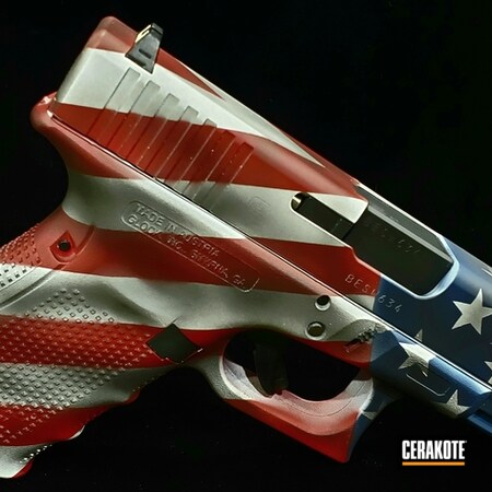 Powder Coating: KEL-TEC® NAVY BLUE H-127,Graphite Black H-146,Glock,Gun Coatings,Snow White H-136,S.H.O.T,Pistol,Glock 19,USMC Red H-167,American Flag