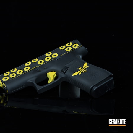 Powder Coating: Graphite Black H-146,Glock,Gun Coatings,S.H.O.T,Pistol,Electric Yellow H-166,Glock 43X,Bumblebee