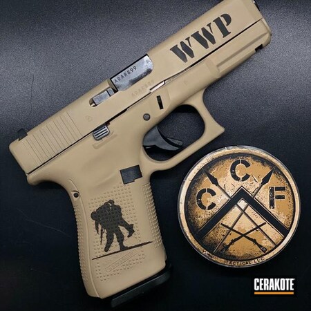 Powder Coating: Graphite Black H-146,Glock,Gun Coatings,S.H.O.T,Wounded Warrior,DESERT SAND H-199,Pistol,Glock 19