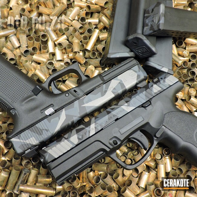 Cerakoted Glock 17 And Steyr Handguns With Matching Cerakote Splinter Camo Finish
