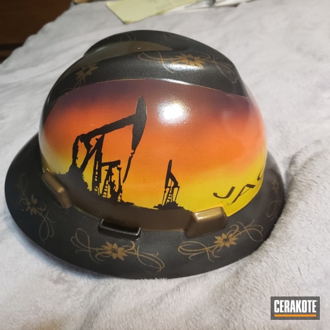 Cerakoted Custom Oil Field Themed Hard Hat
