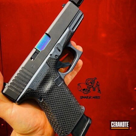 Powder Coating: Laser Engrave,Glock,Gun Coatings,S.H.O.T,Texas Cerakote,Pistol,Glock 19,Sniper Grey H-234,Stippled