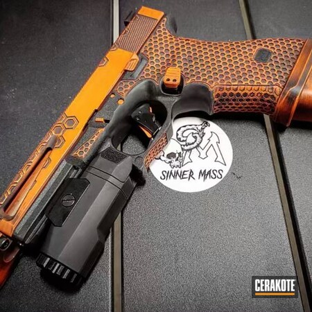Powder Coating: Hunter Orange H-128,Laser Engrave,Distressed,Gun Coatings,Undercut,S.H.O.T,Pistol,G17,Battleworn,Stippled,Glock 17