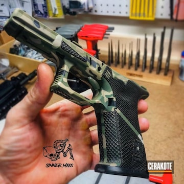 Cerakoted Custom Glock 19 Pistol Frame With A Cerakote Multicam Finish