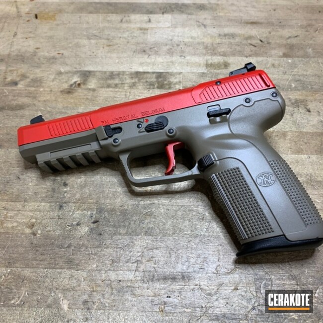 Cerakoted Two Toned Fn Five-seven Handgun With Cerakote H-167 And E-200
