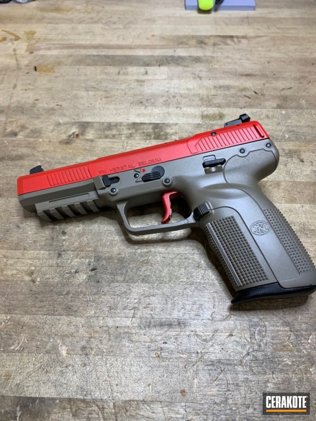 Two Toned Fn Five Seven Handgun With Cerakote H 167 And E 200 By Web User Cerakote