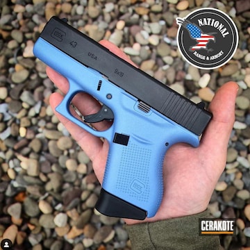 Cerakoted Two Toned Glock 43 Handgun Using Cerakote H-326 Polar Blue