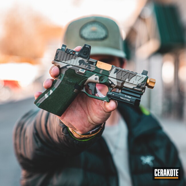 Cerakoted M81 Woodland Camo On This Custom Glock Handgun