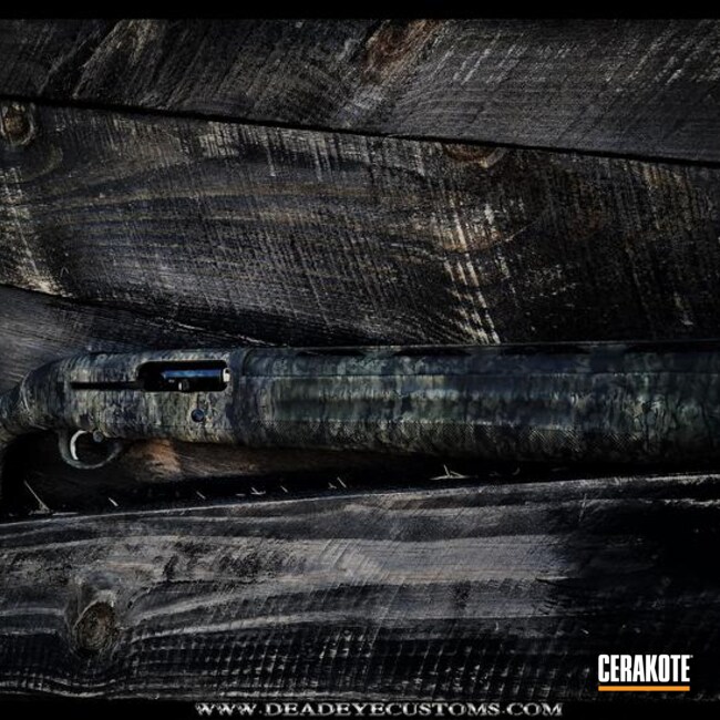 Cerakoted Custom Cerakote Dead Oak Camouflage On This Shotgun