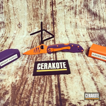 Cerakoted Folding Spyderco Knife Cerakoted In H-217 And H-128