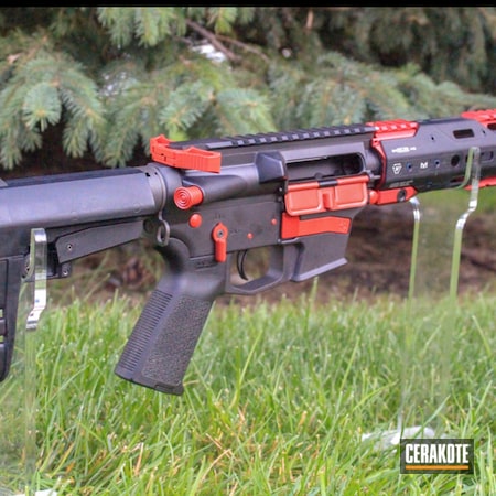 Powder Coating: 9mm,CMMG Inc,Graphite Black H-146,Gun Coatings,Two Tone,S.H.O.T,Tactical Rifle,FIREHOUSE RED H-216